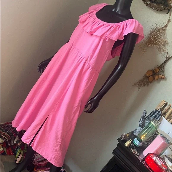 Ava & Viv Pink Gathered Dress with Pockets! - Picture 4 of 12